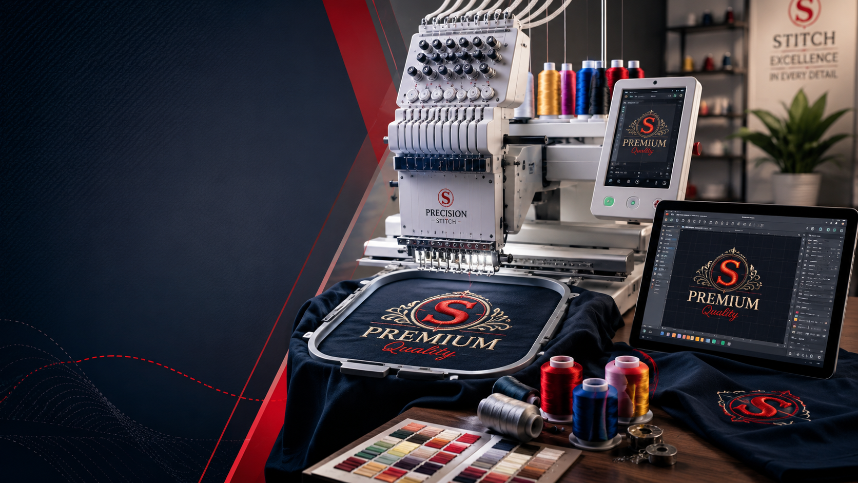 Modern embroidery digitizing machine setup